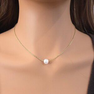 14K Gold‑Filled Pearl Pendant Necklace – Elegant & Dainty